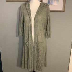 Hooded knee length cardigan